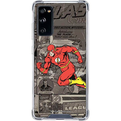 DC Comics The Flash Vintage Action pose pattern Galaxy S20 FE Clear Case